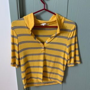 yellow stripped shirt with buttons